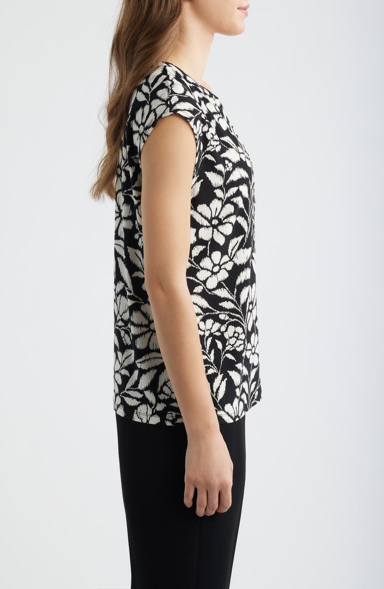 AK ANNE KLEIN Floral Knit Top, Alternate, color, Anne Black/ White Dove