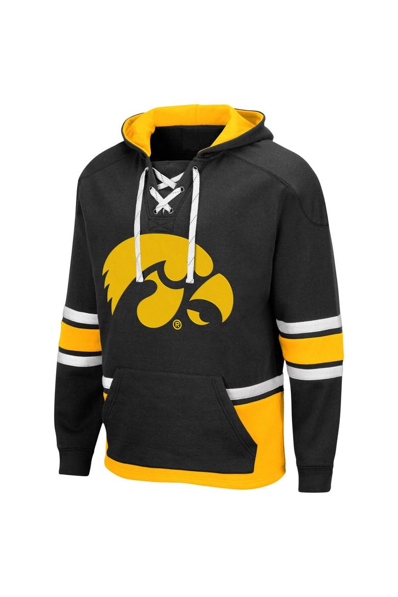 Men's Colosseum Black Iowa Hawkeyes Lace Up 3.0 Pullover Hoodie, Alternate, color, Black