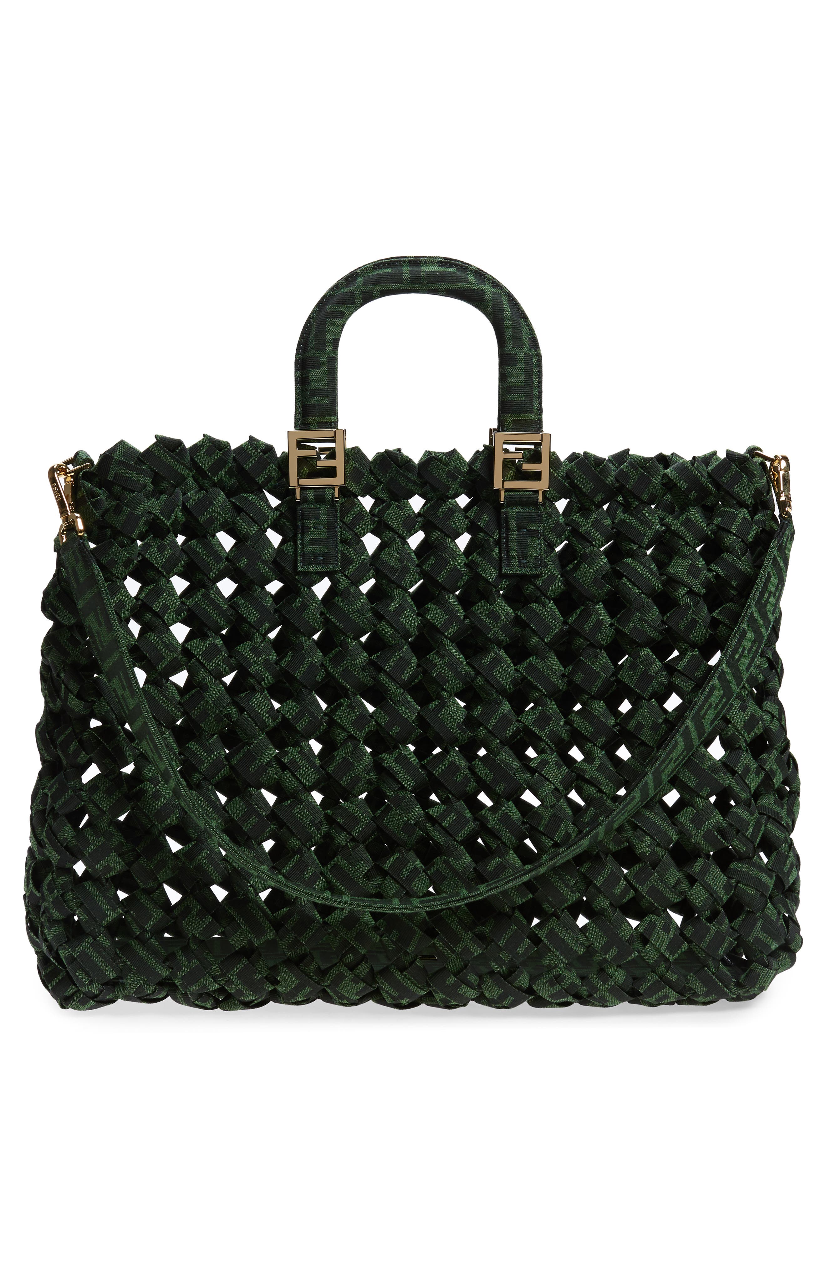 Fendi FF Large Woven Tote, Alternate, color, 