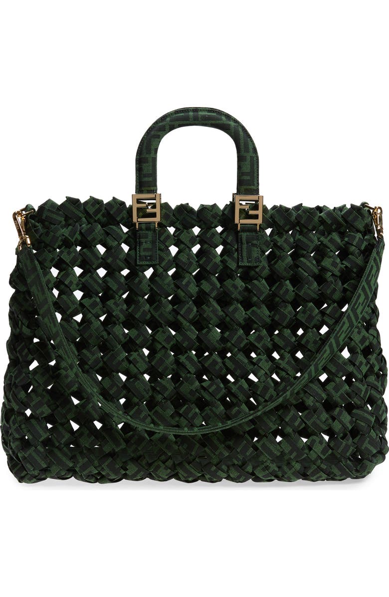 Fendi FF Large Woven Tote, Alternate, color,