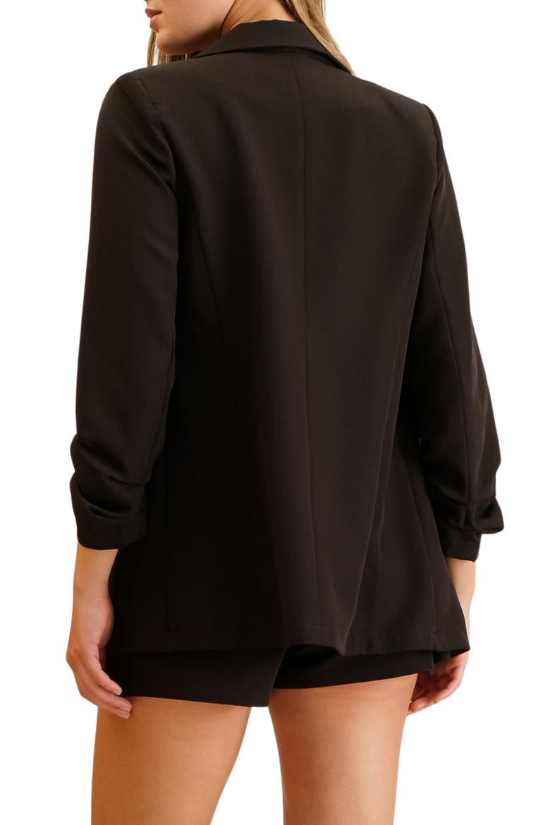 Ruched Sleeve Blazer, Alternate, color, BLACK