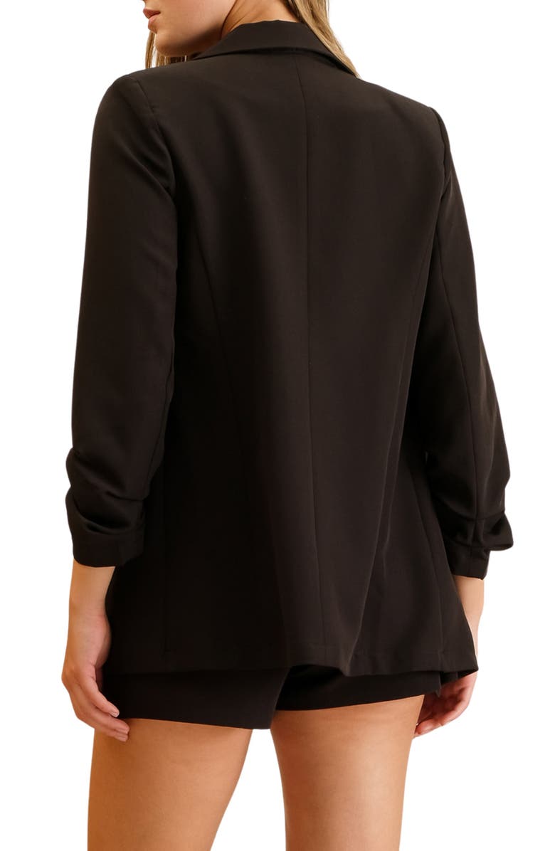 Blu Pepper Ruched Sleeve Blazer, Alternate, color, Black