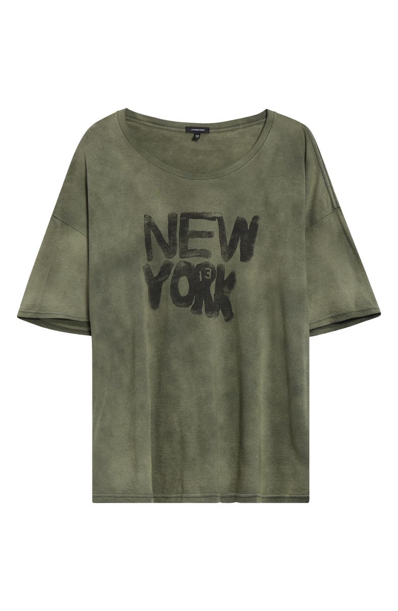 R13 Relaxed Fit NY Cotton & Cashmere Graphic T-Shirt, Alternate, color, Olive