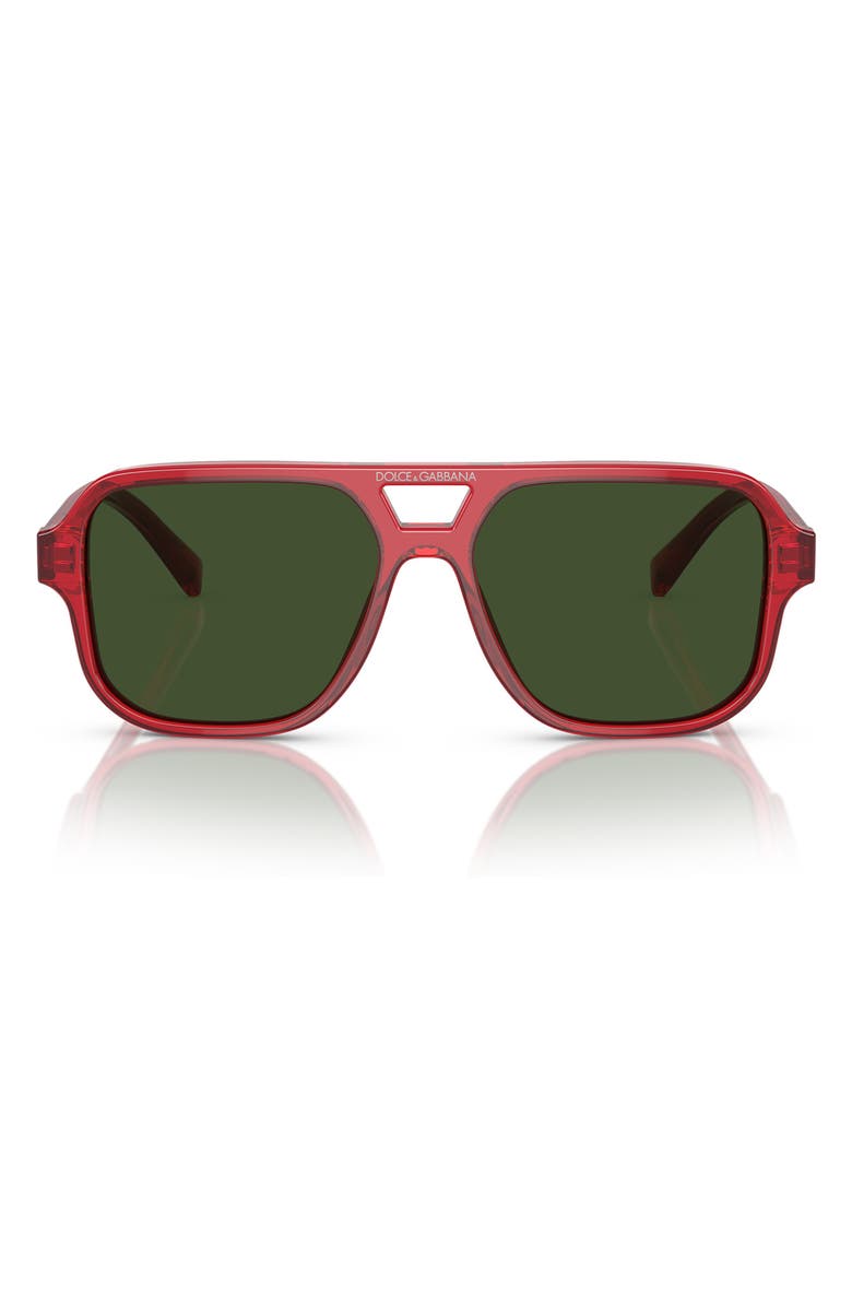 Dolce&Gabbana 50mm Pilot Sunglasses, Main, color, Red / Dark Green