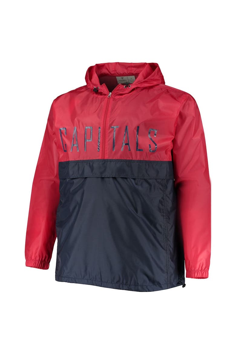 Men's Red Washington Capitals Big & Tall Anorak Half-Zip Pullover Hoodie, Alternate, color, Red