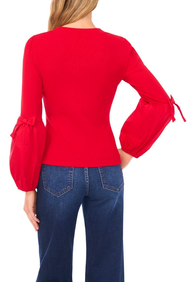Mixed Media Layered Look Sweater, Alternate, color, STOPLIGHT RED