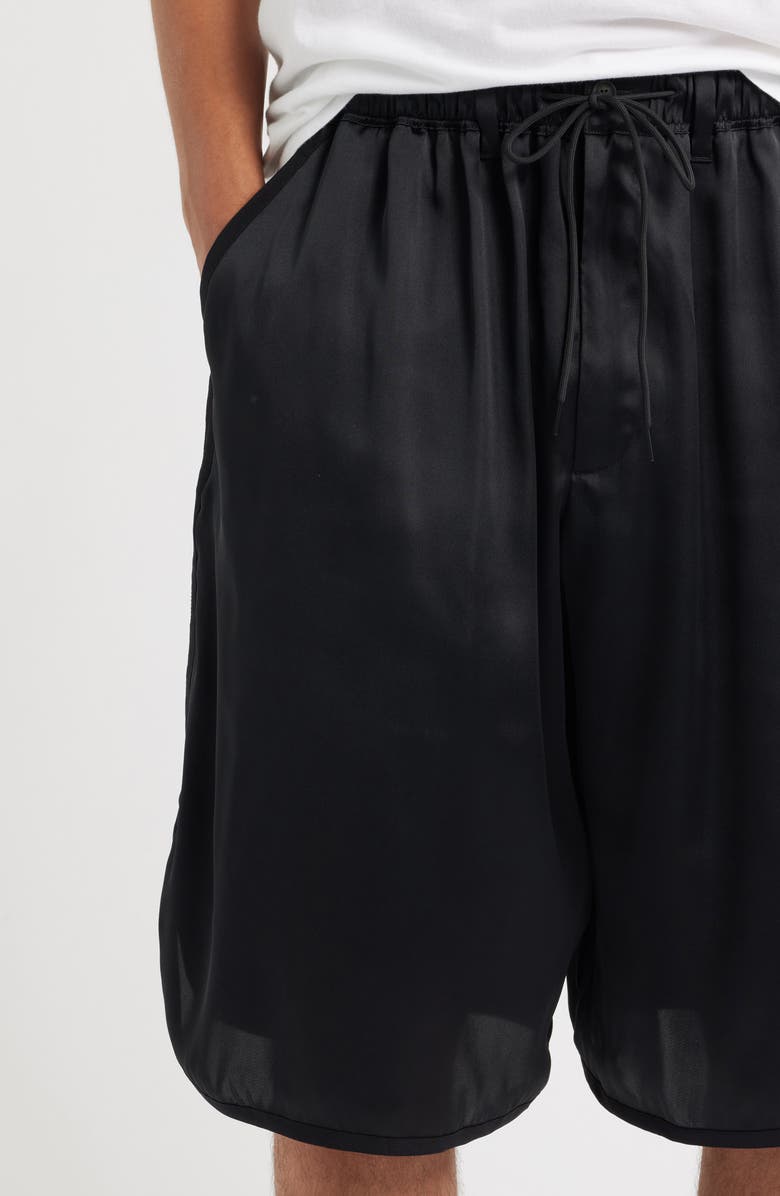 Y-3 Regular Fit Satin Shorts, Alternate, color, Black