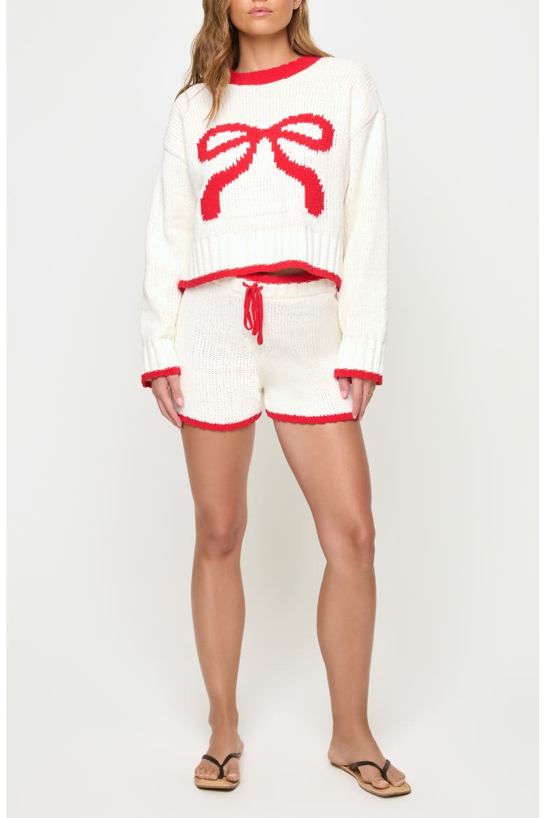 Take a Bow High Waist Chenille Sweater Shorts, Main, color, TAKE A BOW