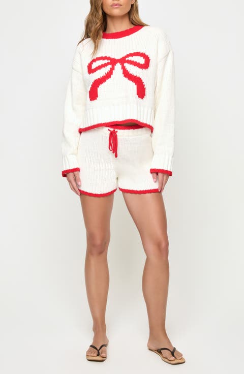Take a Bow High Waist Chenille Sweater Shorts