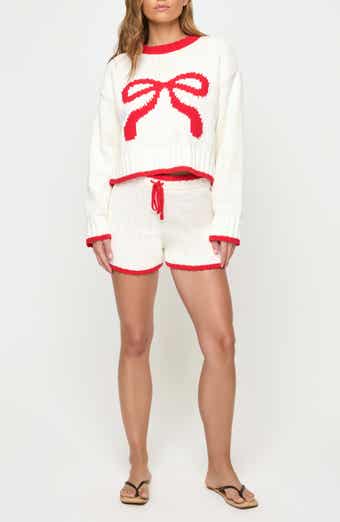 Take a Bow High Waist Chenille Sweater Shorts