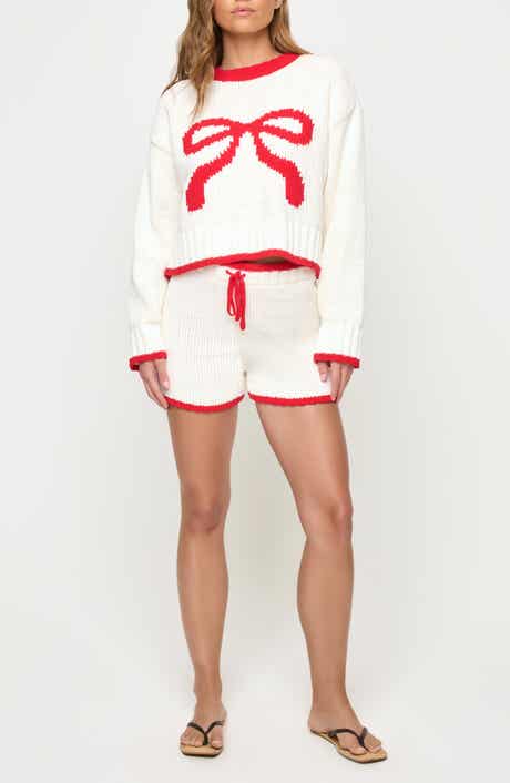Take a Bow High Waist Chenille Sweater Shorts
