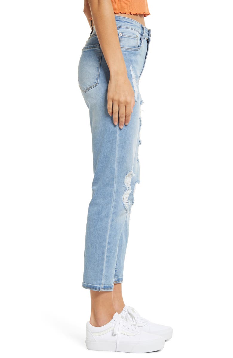 STS Blue Caroline Distressed High Waist Roll Hem Straight Leg Jeans, Alternate, color, 