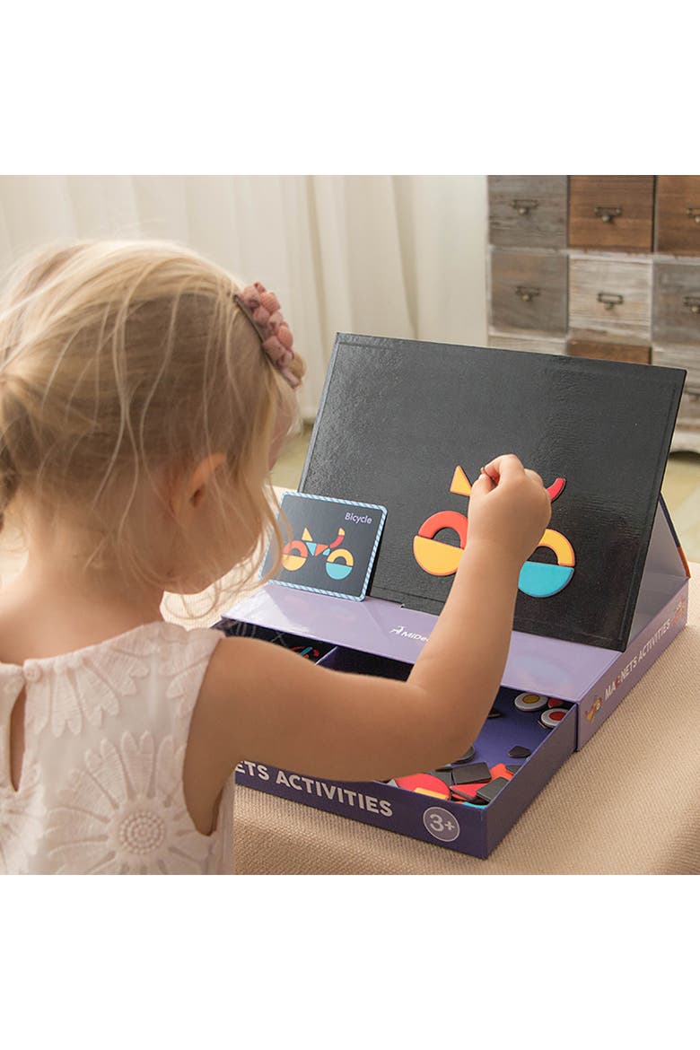 Magnetic Jigsaw Puzzle 92 Piece Imaginative Patterns Puzzle Board with Drawers, Alternate, color, Multicolored