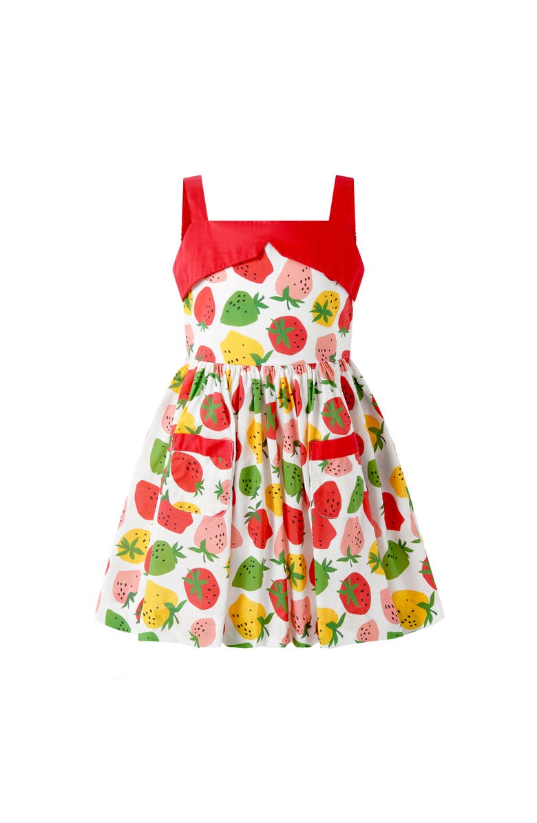 Rachel Riley Strawberry Sundress, Main, color, Red