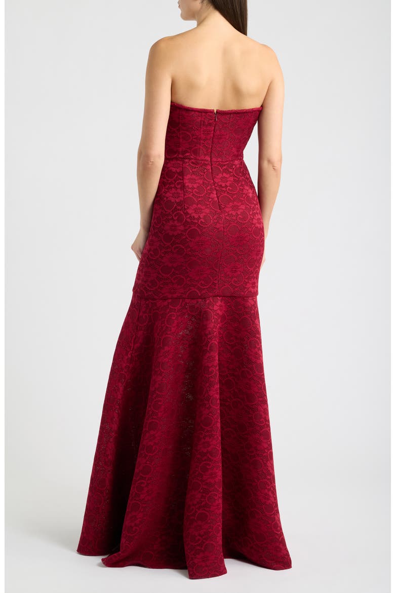 Kristy Strapless Lace Mermaid Gown, Alternate, color, ROUGE