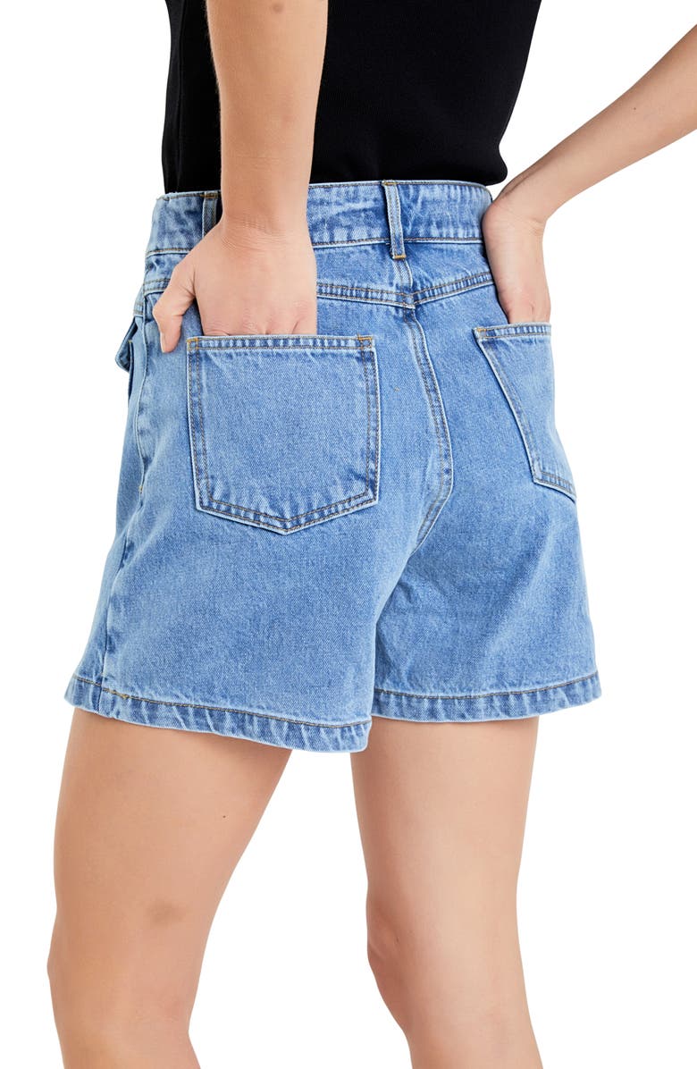 Grey Lab High Waist Button Front Denim Skort, Alternate, color, 