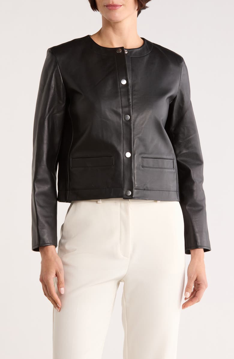 ぽんすけ theory レザージャケット 牛革 XS Theory St. Crop Leather Jacket | Nordstromrack