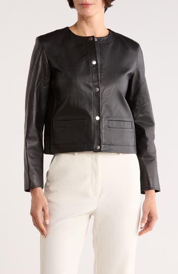 Theory St. Crop Leather Jacket | Nordstromrack