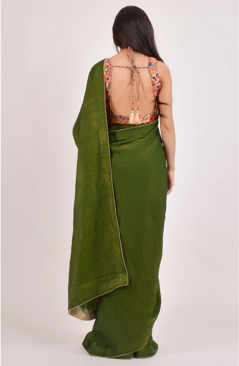 RAAS Zaya Brocade Pre-Draped Saree, Alternate, color, Green