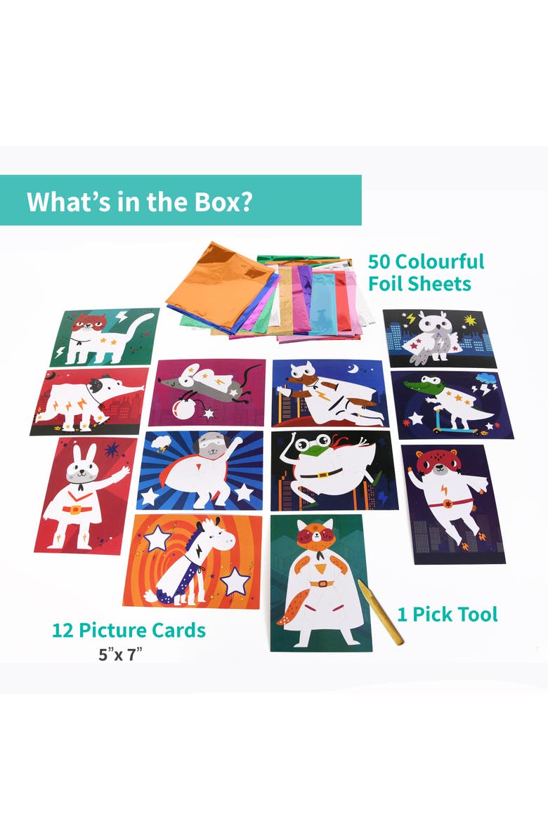 Chalk & Chuckles Fabulous Foil Art-Superhero Animals, Alternate, color, NO COLOR