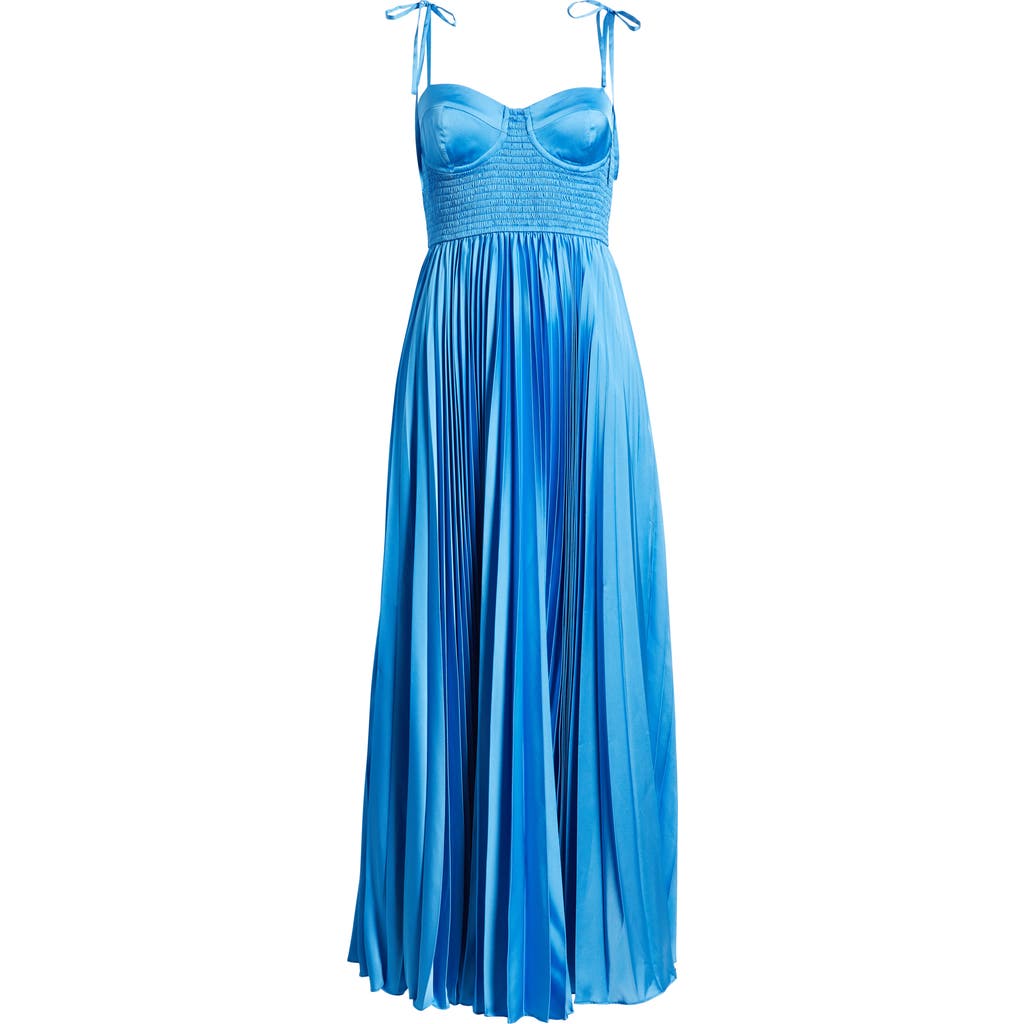 Hutch Pleated Bustier Maxi Dress In Azure