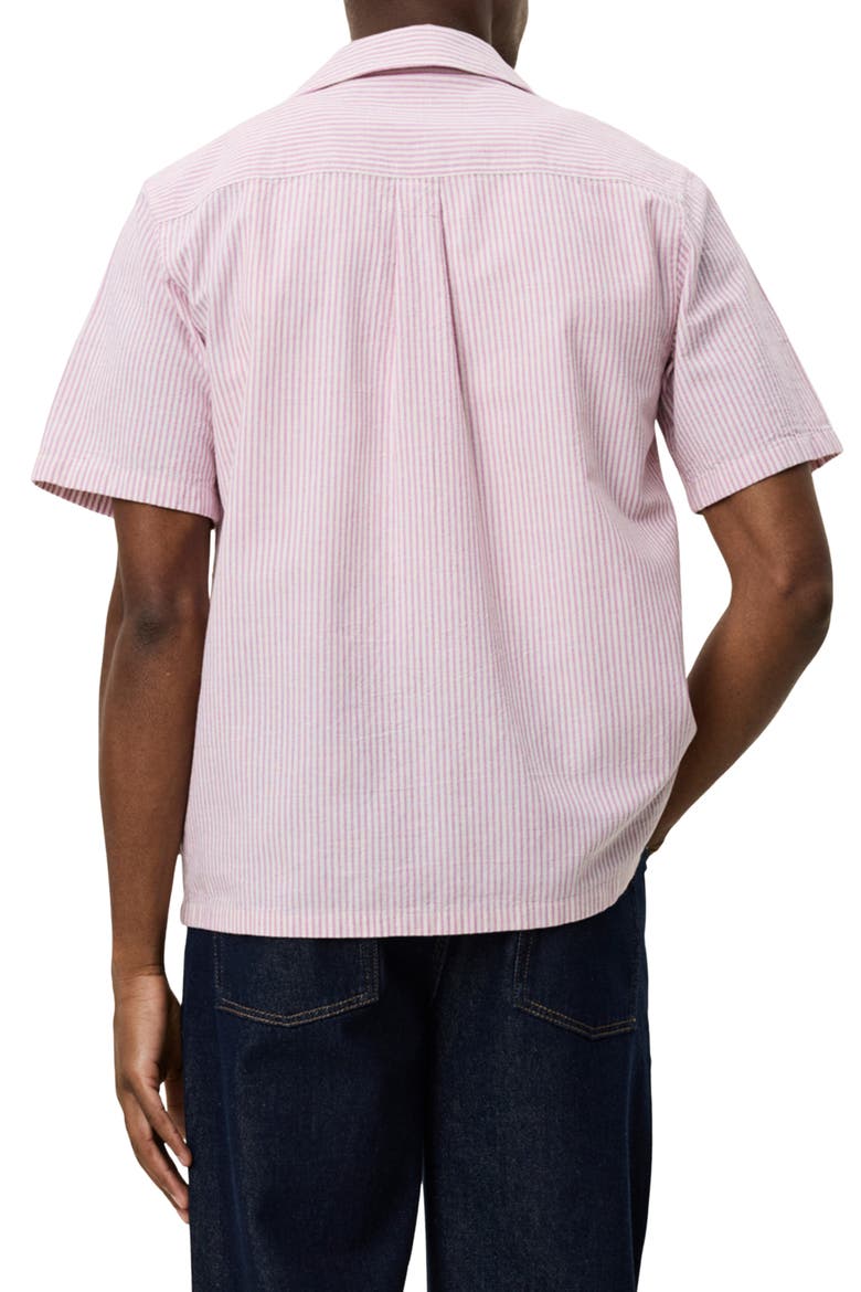 Lukas Stripe Cotton & Linen Camp Shirt, Alternate, color, CROCUS PINK