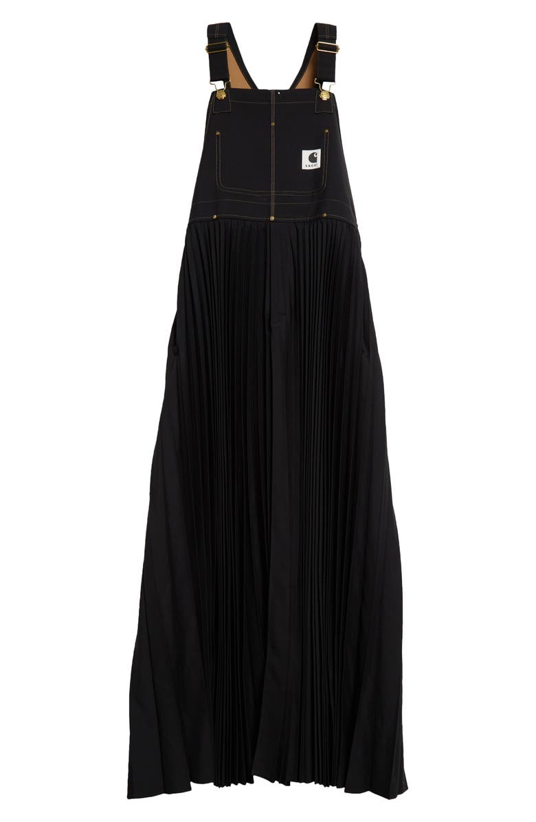 Sacai Carhartt WIP Mixed Media Pleated Skirt Overall Maxi Dress