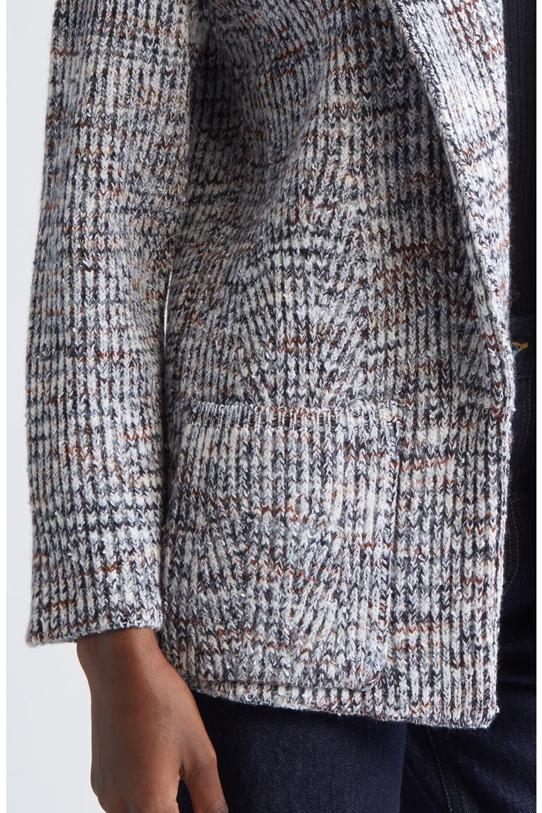 Marled Sweater Knit Jacket, Alternate, color, WHITE AND BROWN SPACE DYED