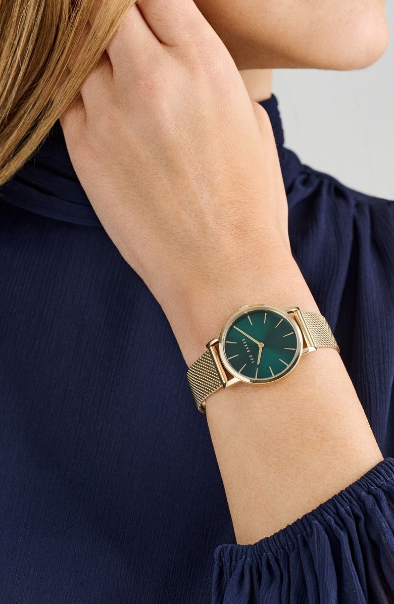 Ted Baker Classic Mesh Strap Watch, 32mm, Alternate, color, Gold-Tone