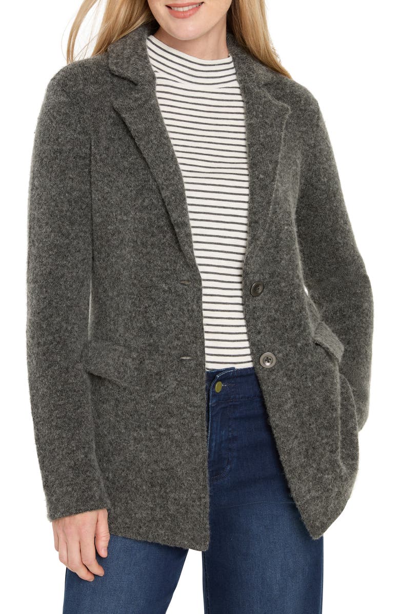 NIC+ZOE Brushed Double Knit Blazer, Main, color, Charcoal