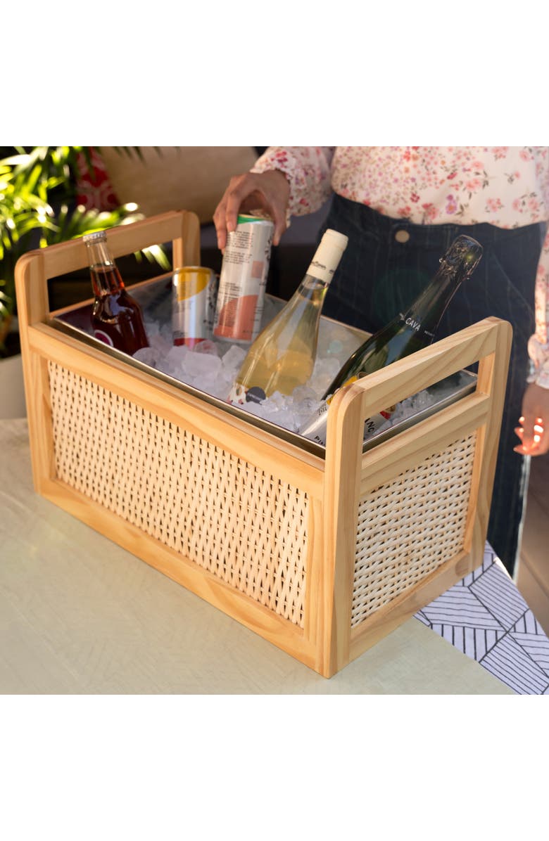 TWINE Rattan and Wood Beverage Tub, Alternate, color, Wood