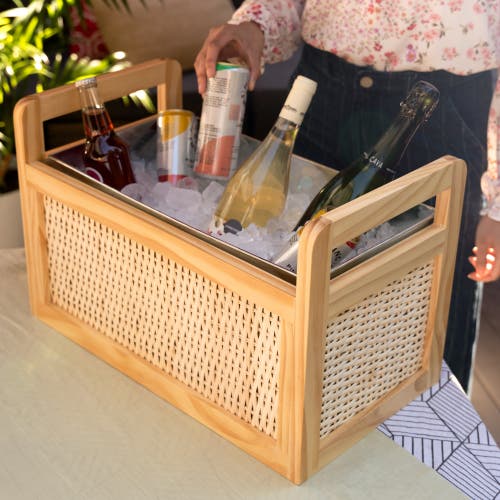 Twine Rattan And Wood Beverage Tub In Wood