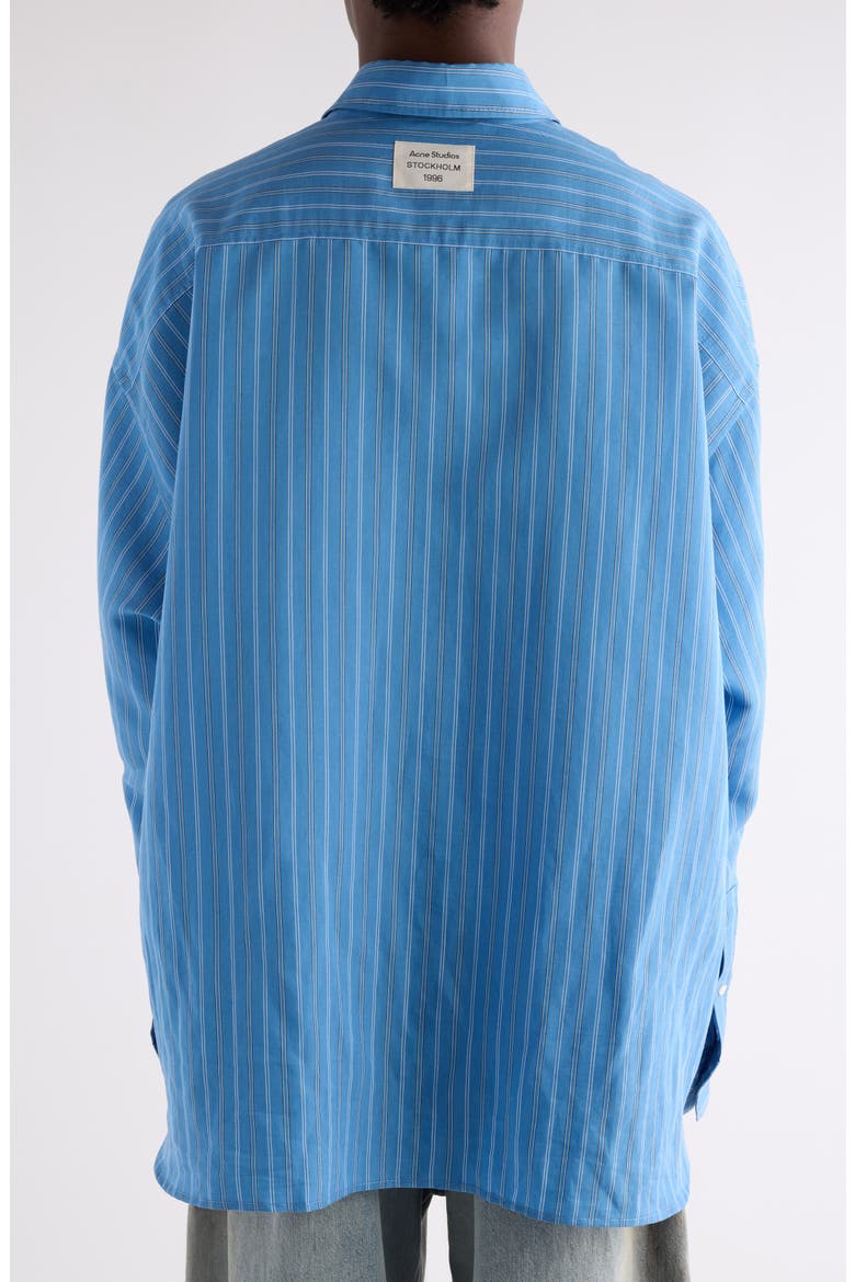 Roffia Stripe Overisze Button-Up Shirt, Alternate, color, BLUE MULTI