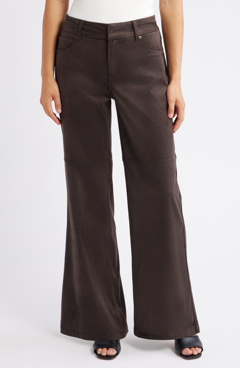 CITY BLUES High Waist Wide Leg Faux Suede Jeans, Main, color, Coffee