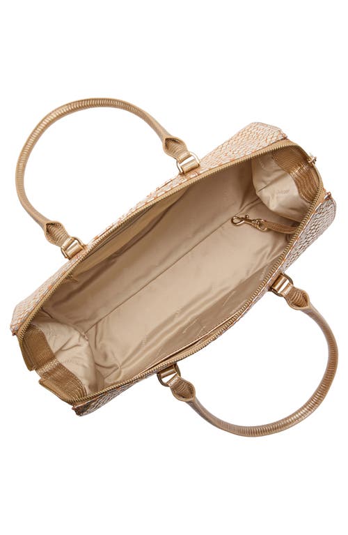 Brahmin Sophia Croc Embossed Leather Satchel In Gold