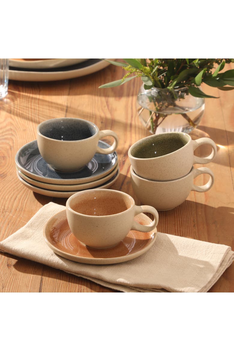 Manila Bay 8-Piece Reactive Glaze Stoneware Espresso Cup and Saucer Set, Alternate, color, Multicolors