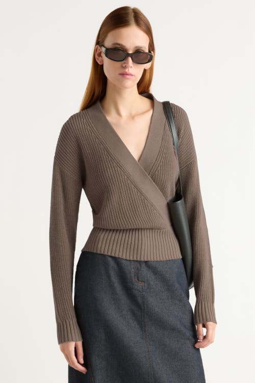 Modern Citizen Maren Cropped V-Neck Sweater in Heather Brown  product