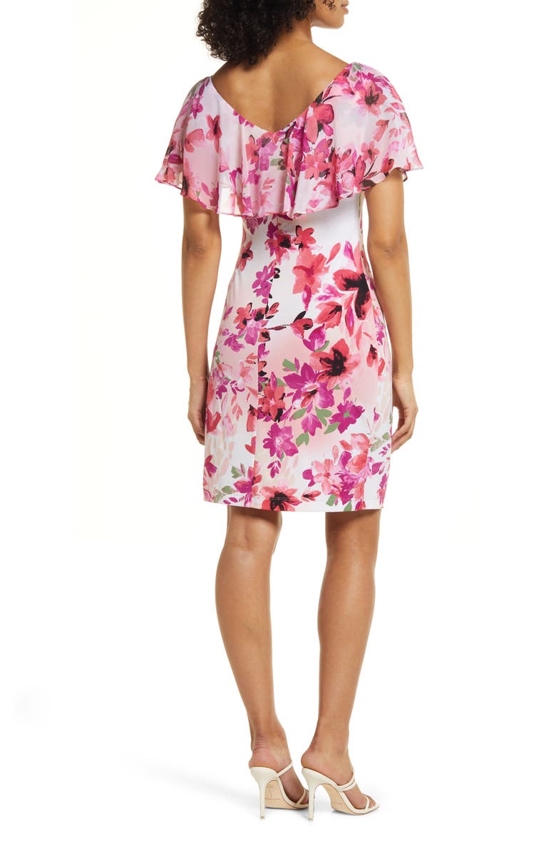 Connected Apparel Floral Cape Dress, Alternate, color,