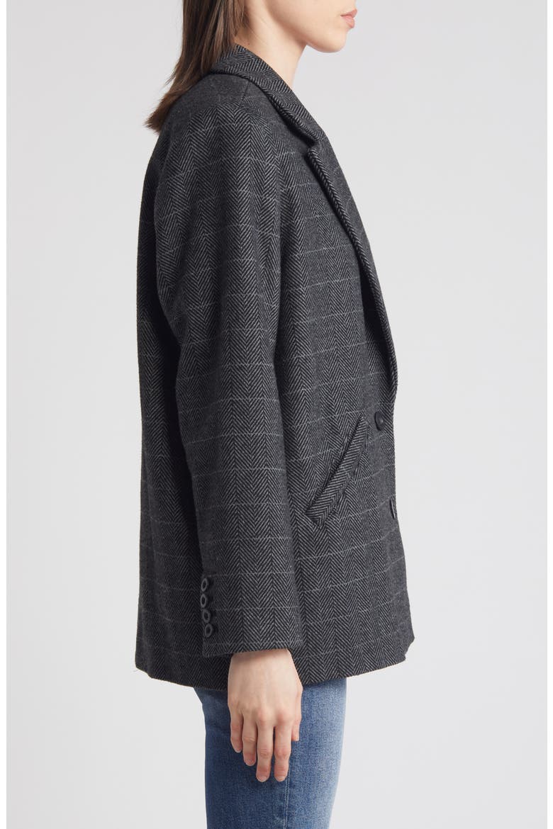Chevron Oversize Single Breasted Blazer, Alternate, color, GREY- BLACK CHEVRON WEAVE