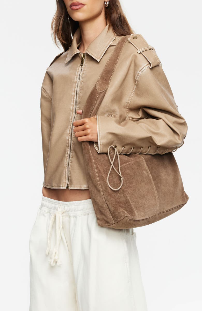 LIONESS Jet Metallic Faux Leather Jacket, Alternate, color, Beige