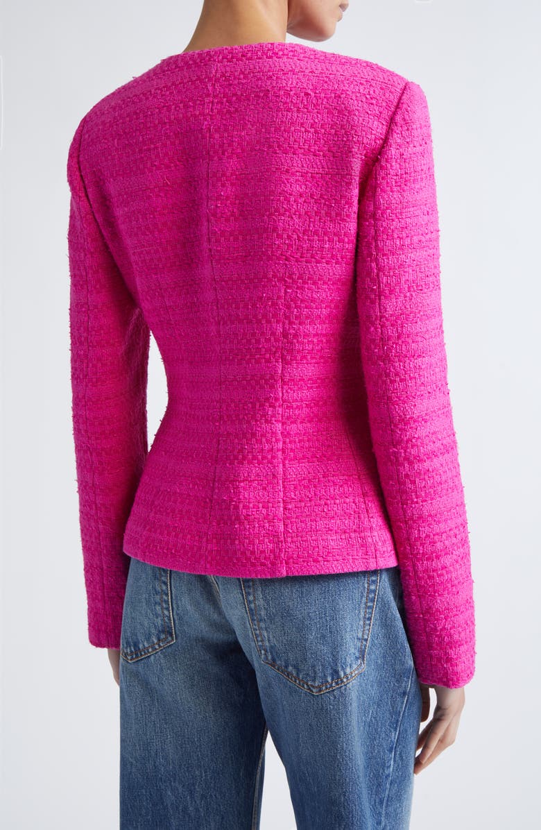 ST. JOHN Cotton Blend Tweed Jacket, Alternate, color, Hot Pink