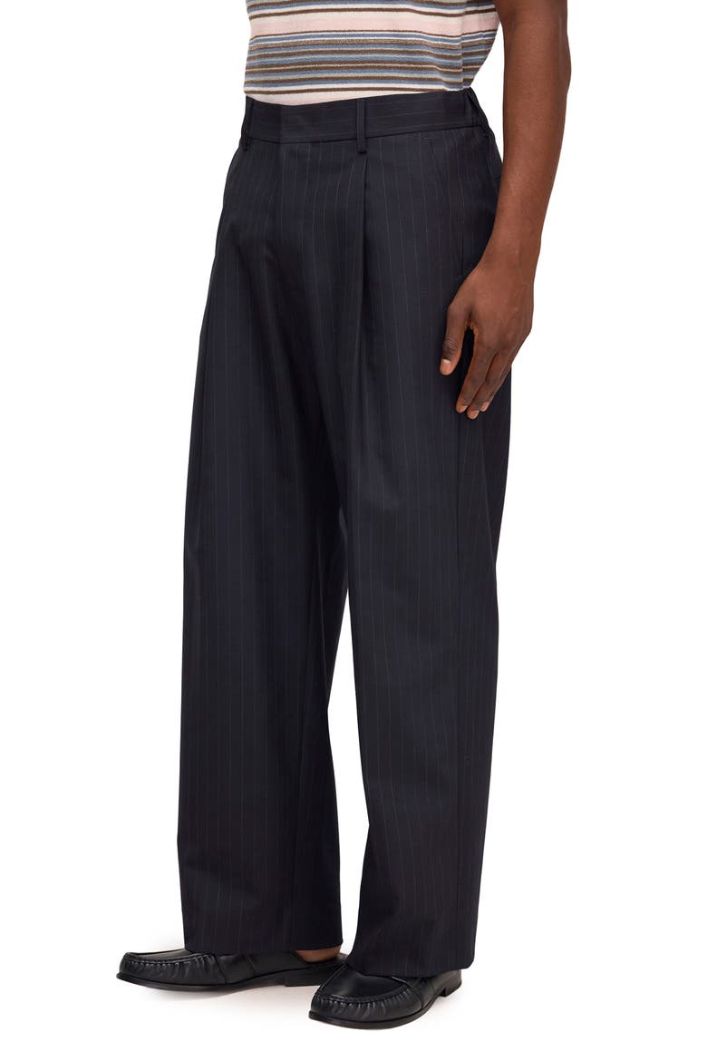 Kay 10037 Pinstriped Pleated Trousers, Alternate, color, NAVY STRIPE