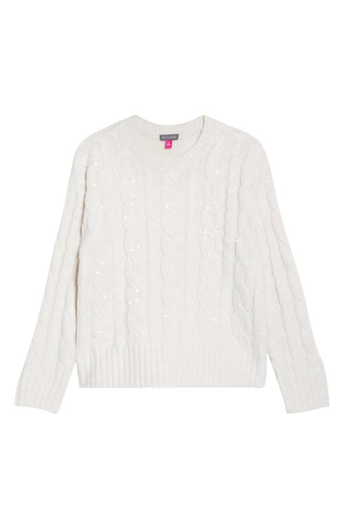 Vince Camuto Sequin Cable Sweater In White
