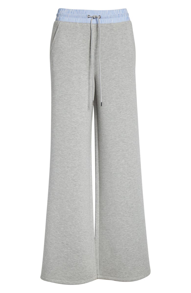 Veronica Beard Ernie Mixed Media Sweat Pants, Alternate, color, Light Heather Grey