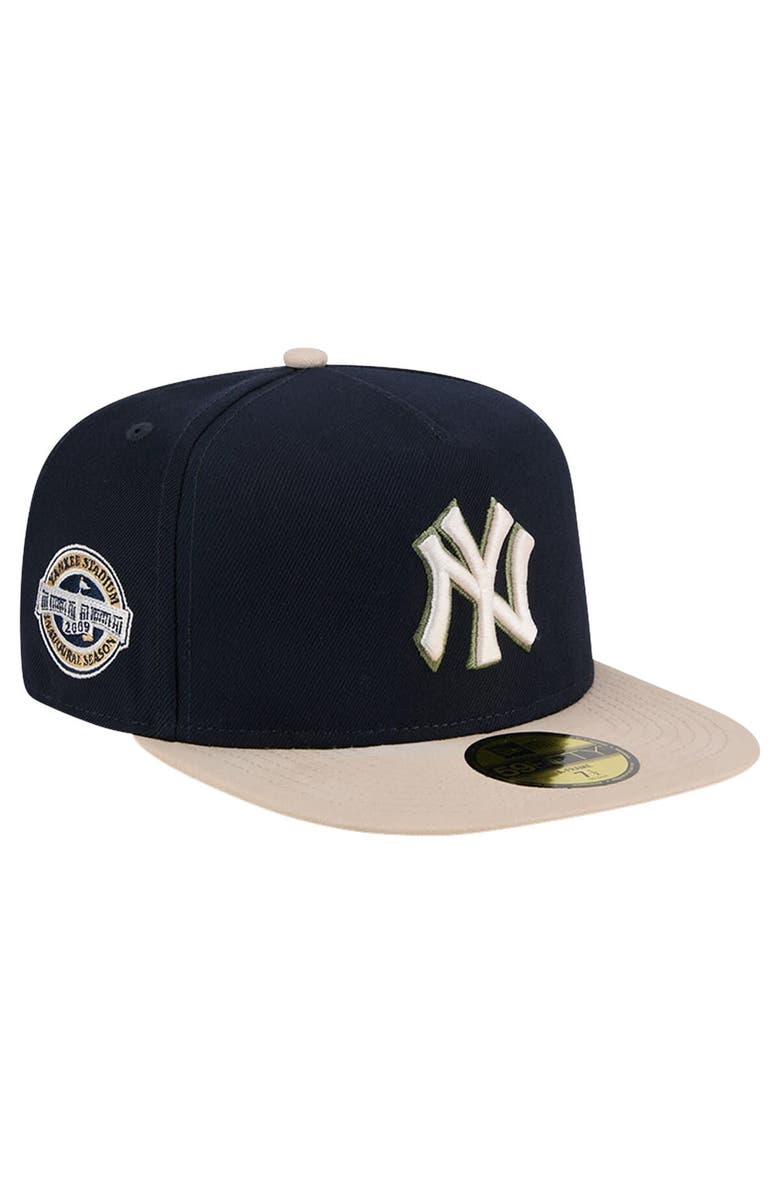 New Era Men's New Era Navy New York Yankees Canvas A-Frame 59FIFTY Fitted Hat, Main, color,