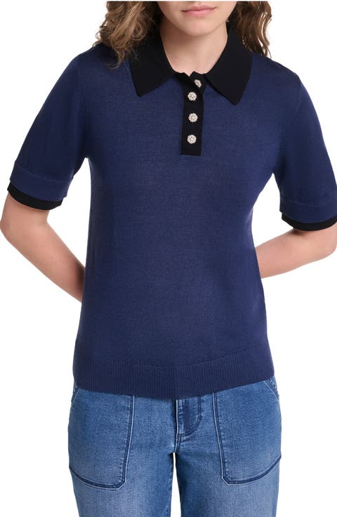 Johnny Collar Short Sleeve Sweater