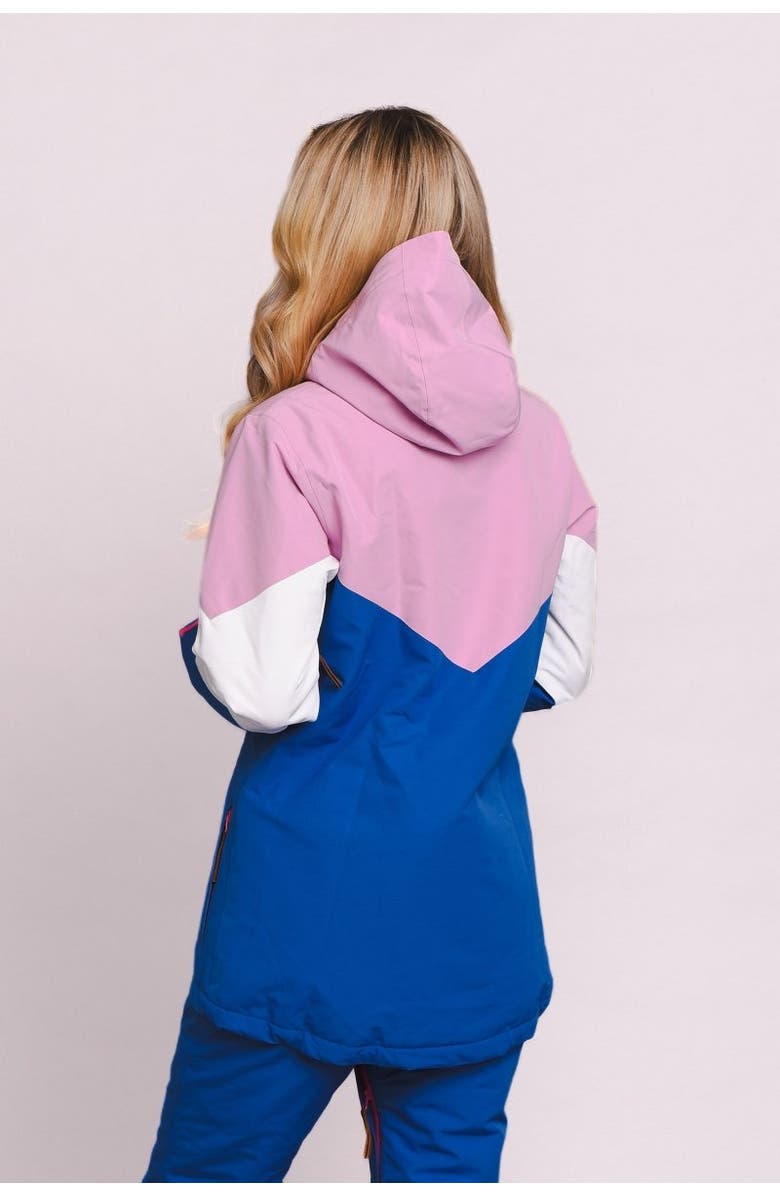 OOSC 1088 Women's Ski & Snowboard Jacket, Alternate, color, Pastel Pink, White & Blue