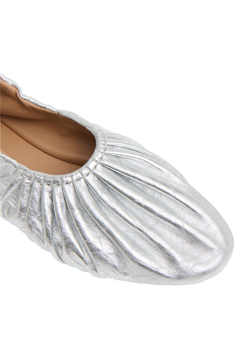 Mansur Gavriel Ruched Ballerina Flat, Alternate, color, Silver