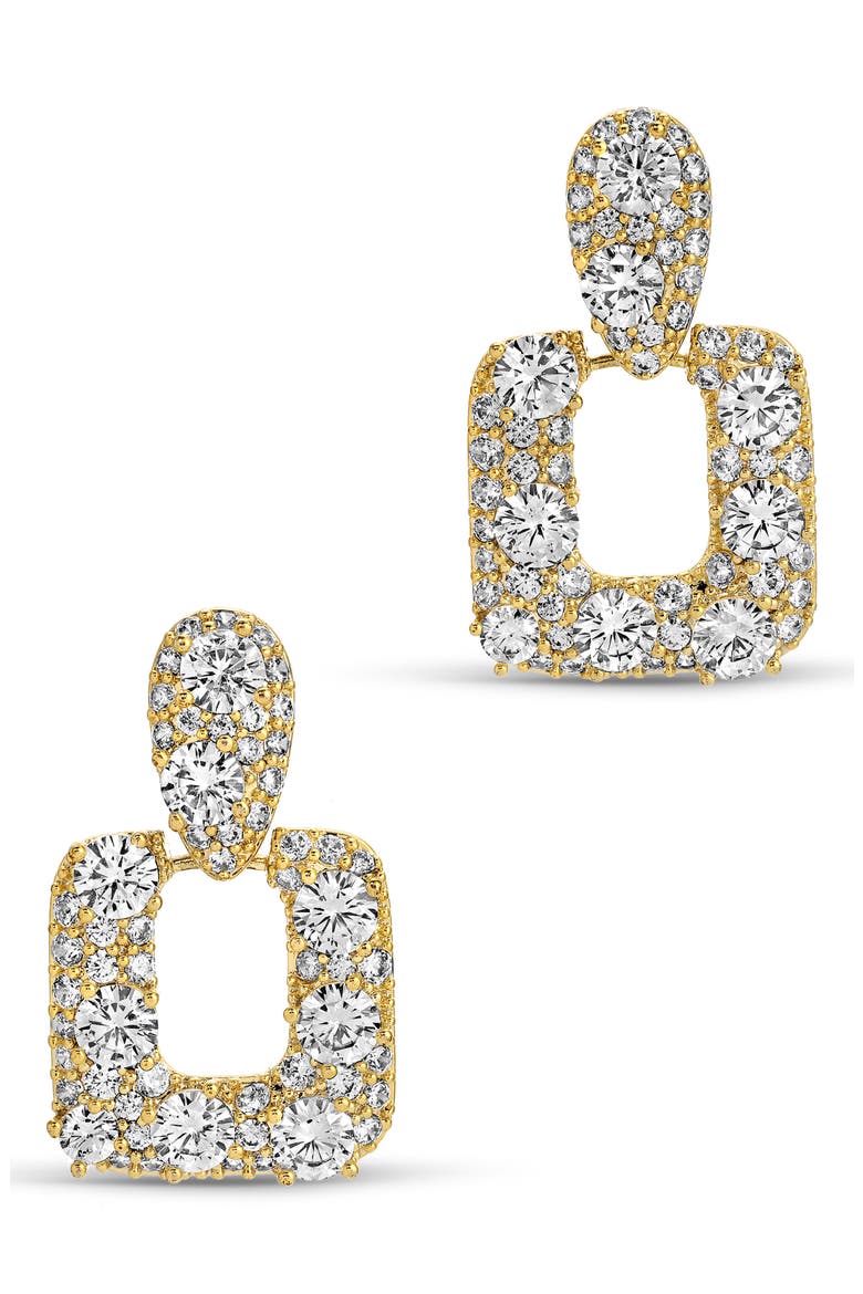 Lucca Cubic Zirconia Doorknocker Drop Earrings, Main, color, GOLD