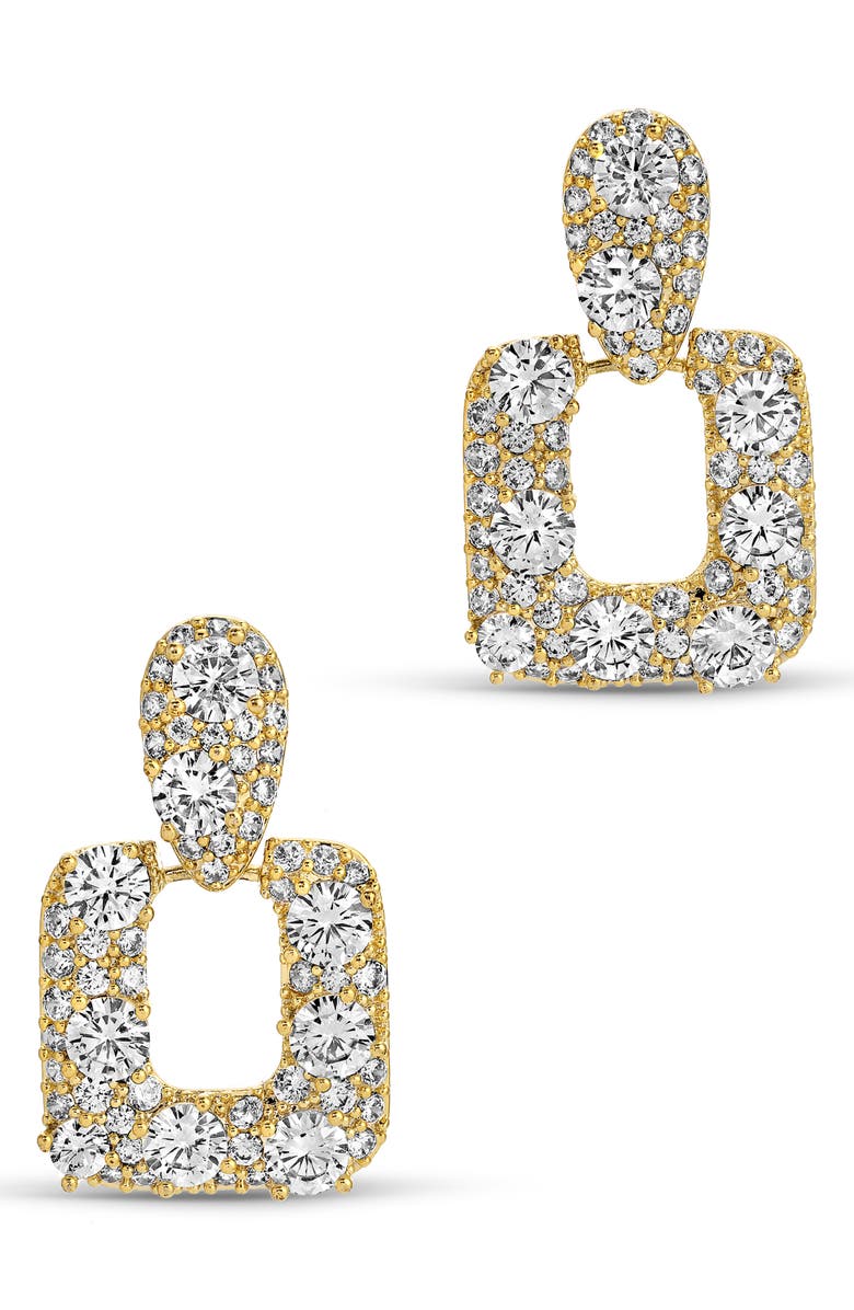EYE CANDY LOS ANGELES Lucca Cubic Zirconia Doorknocker Drop Earrings, Main, color, Gold